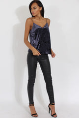 Blue Velvet Cami Top - Misty-Tops