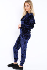 Blue Velvet Frill Tracksuit - Katey-Loungewear