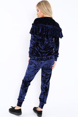 Blue Velvet Frill Tracksuit - Katey-Loungewear