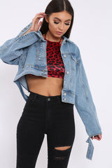 Blue Washed Cropped Denim Jacket - Fallon-Jackets