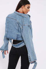 Blue Washed Cropped Denim Jacket - Fallon-Jackets