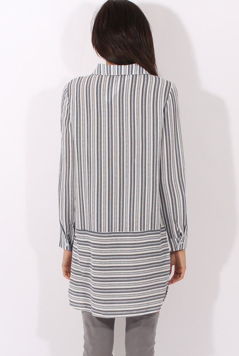 Blue & White Stripe Shirt Dress - Lavern-Dresses