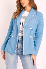 Blue White Trim Blazer - Bridgit-Blazers