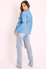 Blue White Trim Blazer - Bridgit-Blazers