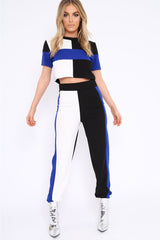 Blue White and Black Colour Block Co-ord - Jacey-Co-ords