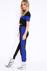 Blue White and Black Colour Block Co-ord - Jacey-Co-ords