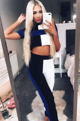 Blue White and Black Colour Block Co-ord - Jacey-Co-ords