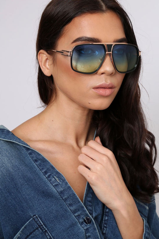 Blue and Copper Aviator Style Sunglasses - Rettie