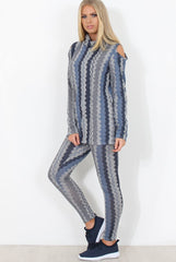 Blue and Grey Patterned Loungewear Set - Jessica-Loungewear