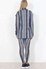 Blue and Grey Patterned Loungewear Set - Jessica-Loungewear