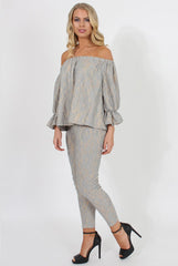 Blue and Nude Lace Two Piece - Nicole-Co-ords