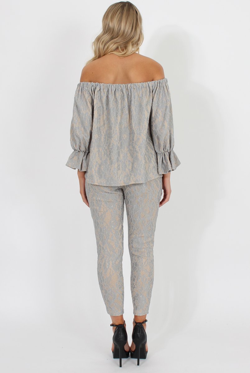 Blue and Nude Lace Two Piece - Nicole-Co-ords