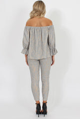 Blue and Nude Lace Two Piece - Nicole-Co-ords