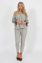 Blue and Nude Lace Two Piece - Nicole-Co-ords