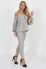 Blue and Nude Lace Two Piece - Nicole-Co-ords