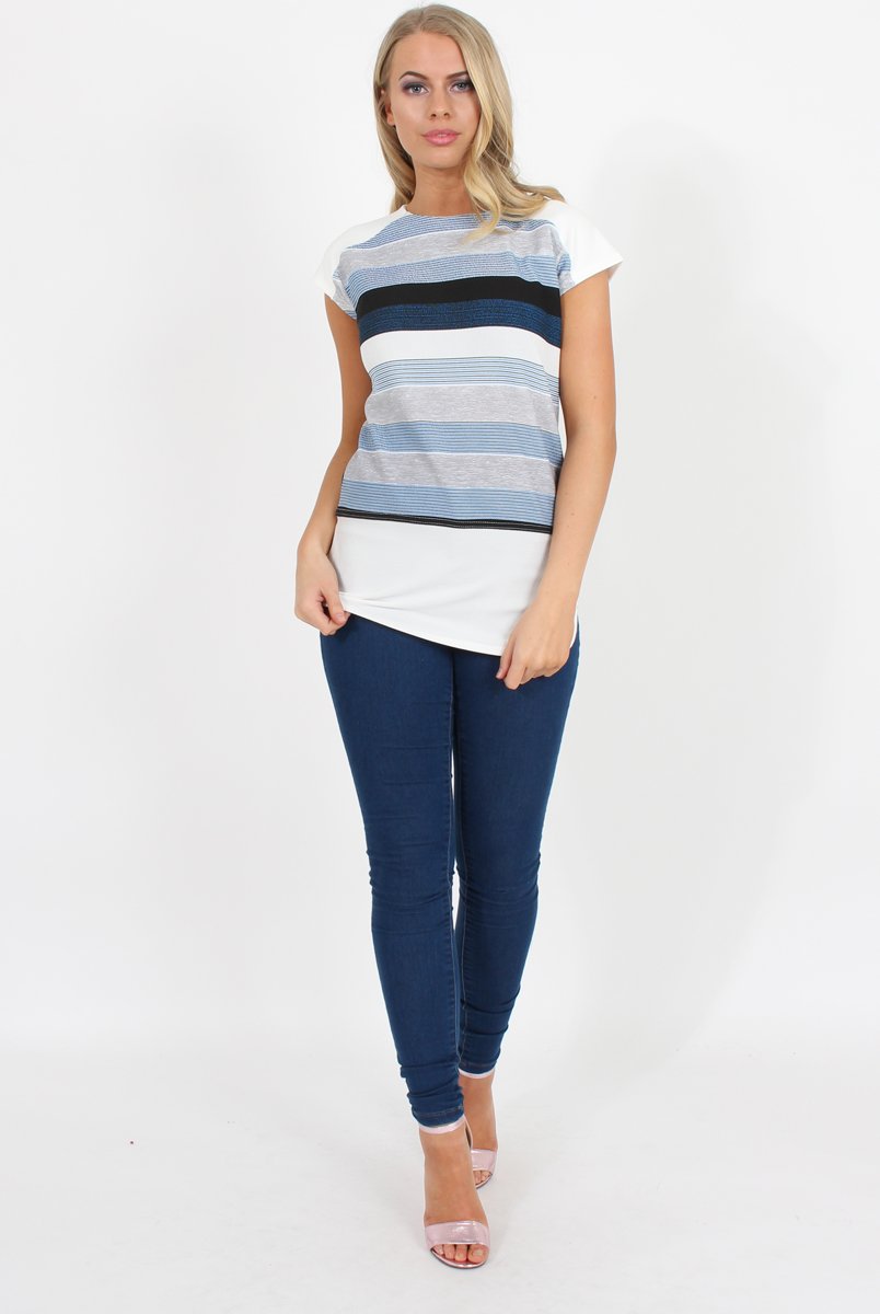 Blue and White Stripe Tee- Jayla-T-shirt
