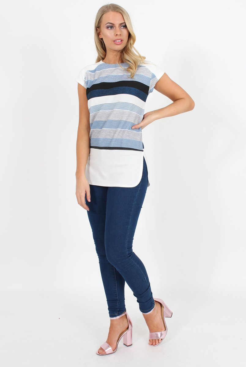 Blue and White Stripe Tee- Jayla-T-shirt