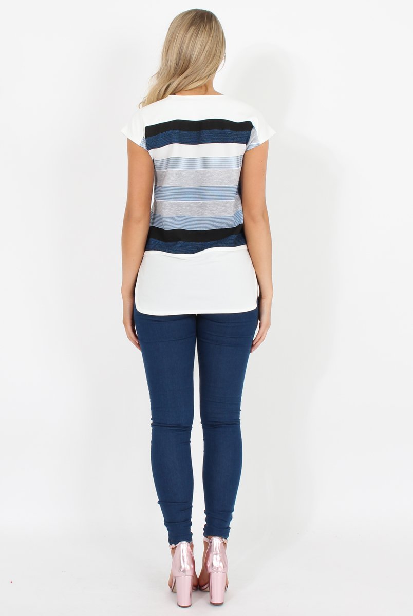 Blue and White Stripe Tee- Jayla-T-shirt
