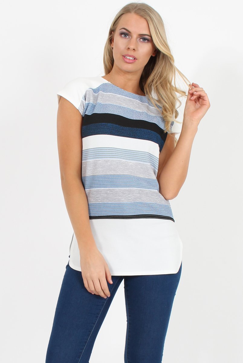 Blue and White Stripe Tee- Jayla-T-shirt