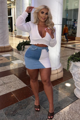 White Shirred Waist Long Sleeve Top - Ima