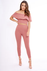 Blush Bardot Frill Co-ord - Kammie-Co-ords