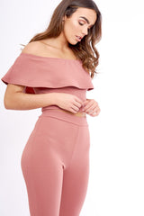 Blush Bardot Frill Co-ord - Kammie-Co-ords