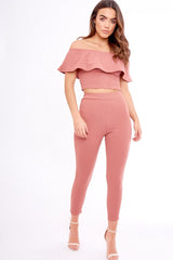 Blush Bardot Frill Co-ord - Kammie-Co-ords
