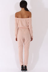 Blush Bardot Split Knee Jumpsuit - Coran-Jumpsuits