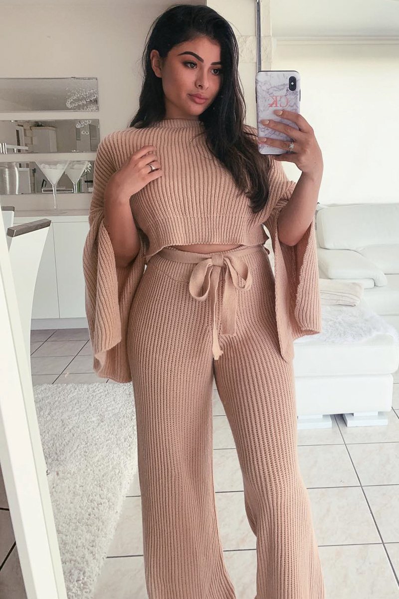 Blush Chunky Knit Loungewear Set - Harper-Loungewear