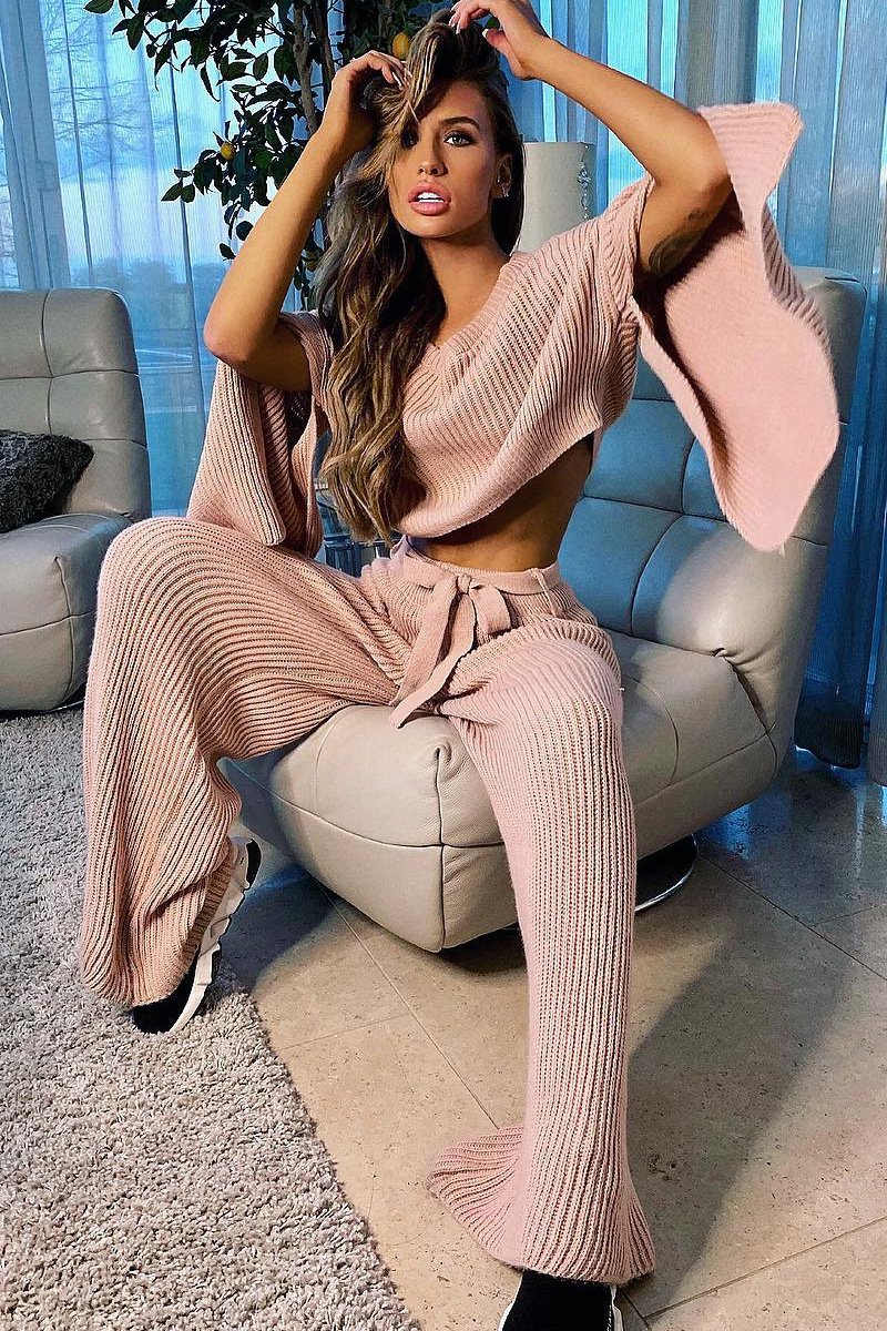 Blush Chunky Knit Loungewear Set - Harper-Loungewear