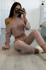 Blush Chunky Knit Loungewear Set - Wynter-Loungewear