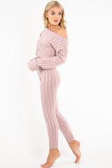 Blush Chunky Knit Loungewear Set - Wynter-Loungewear