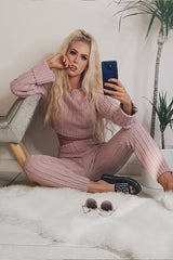 Blush Chunky Knit Loungewear Set - Wynter-Loungewear