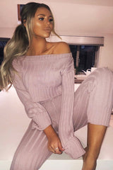 Blush Chunky Knit Loungewear Set - Wynter-Loungewear