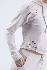 Blush Distressed Hoodie Tracksuit - Mollie-Tracksuits