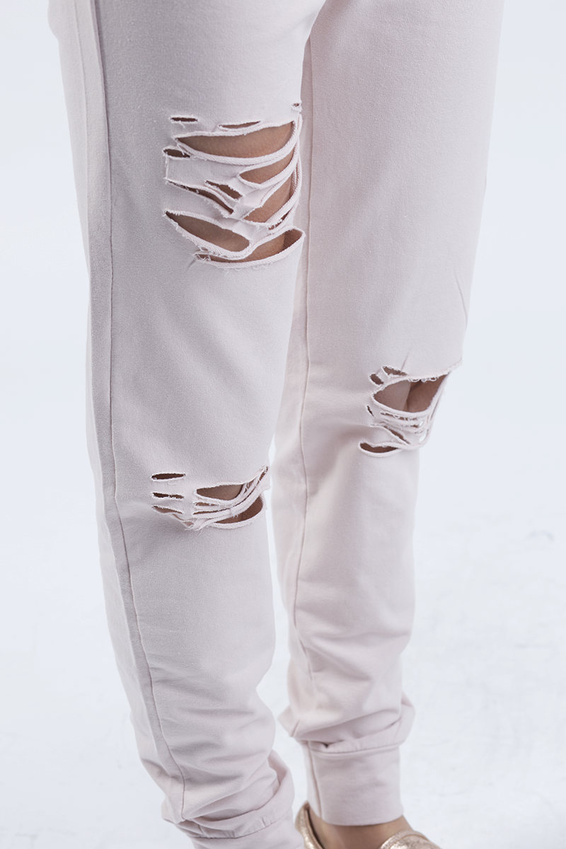 Blush Distressed Hoodie Tracksuit - Mollie-Tracksuits