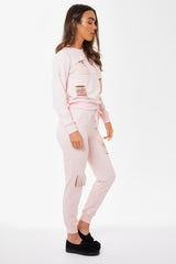 Blush Distressed Tracksuit - Mercy-Loungewear