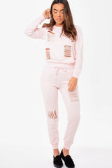 Blush Distressed Tracksuit - Mercy-Loungewear