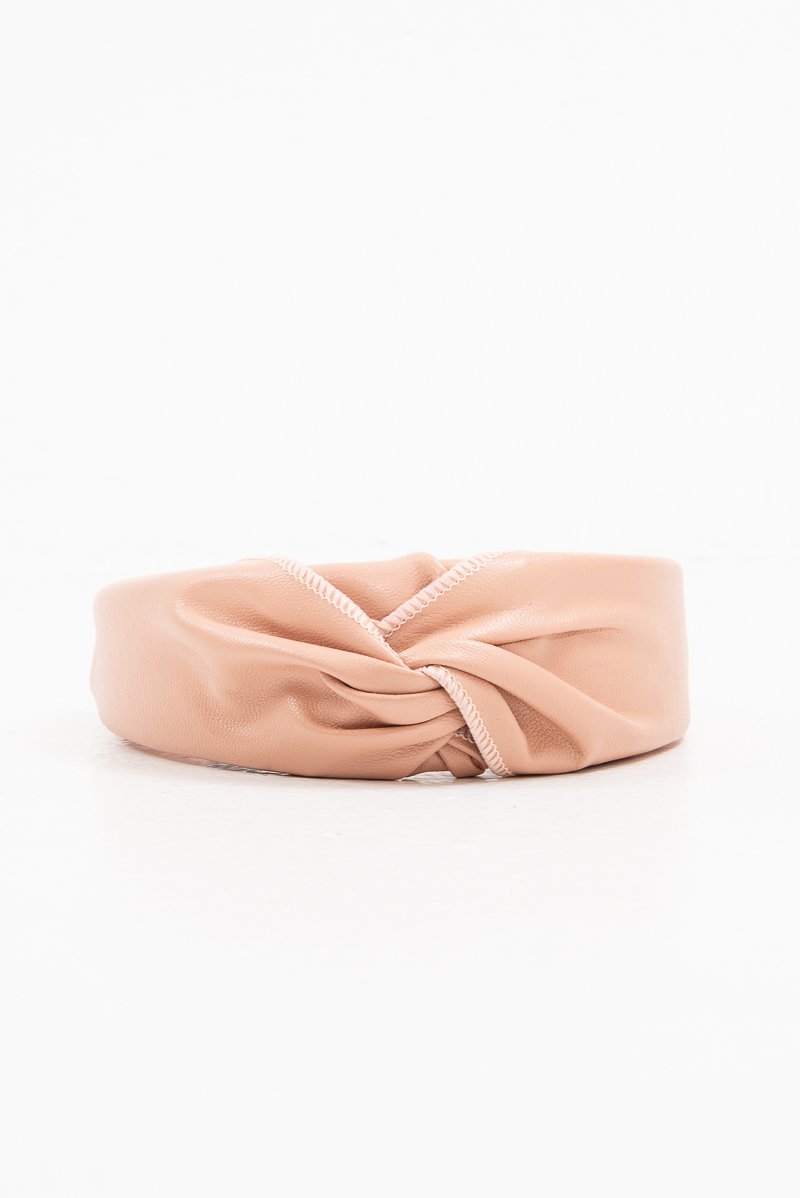 Blush Leather Knotted Headband - Adair-Hair