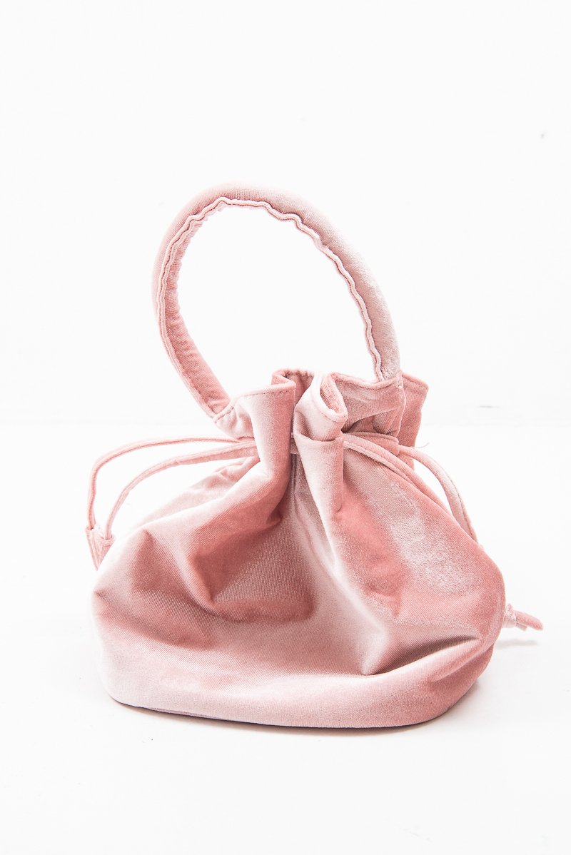 Blush Pink Velvet Bucket Bag - Daylyn-Bags