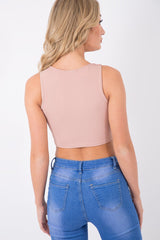 Blush Plunge Sleeveless Crop Top - Tilla-Crop Tops