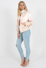 Blush Satin Bomber Jacket - Neve-Jackets