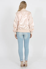 Blush Satin Bomber Jacket - Neve-Jackets