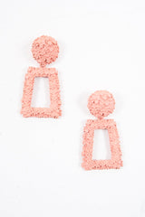 Blush Textured Rectangle Drop Earrings - Kamrin-Jewellery