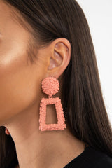 Blush Textured Rectangle Drop Earrings - Kamrin-Jewellery