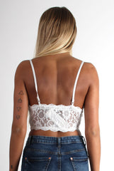 Bonnie White Lace Bralet-Bralets