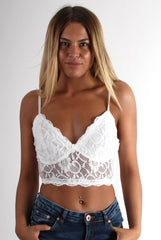 Bonnie White Lace Bralet-Bralets
