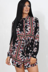 Bono Black Paisley Print Shirt Dress-Dresses