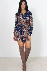 Bono Navy Paisley Print Shirt Dress-Dresses
