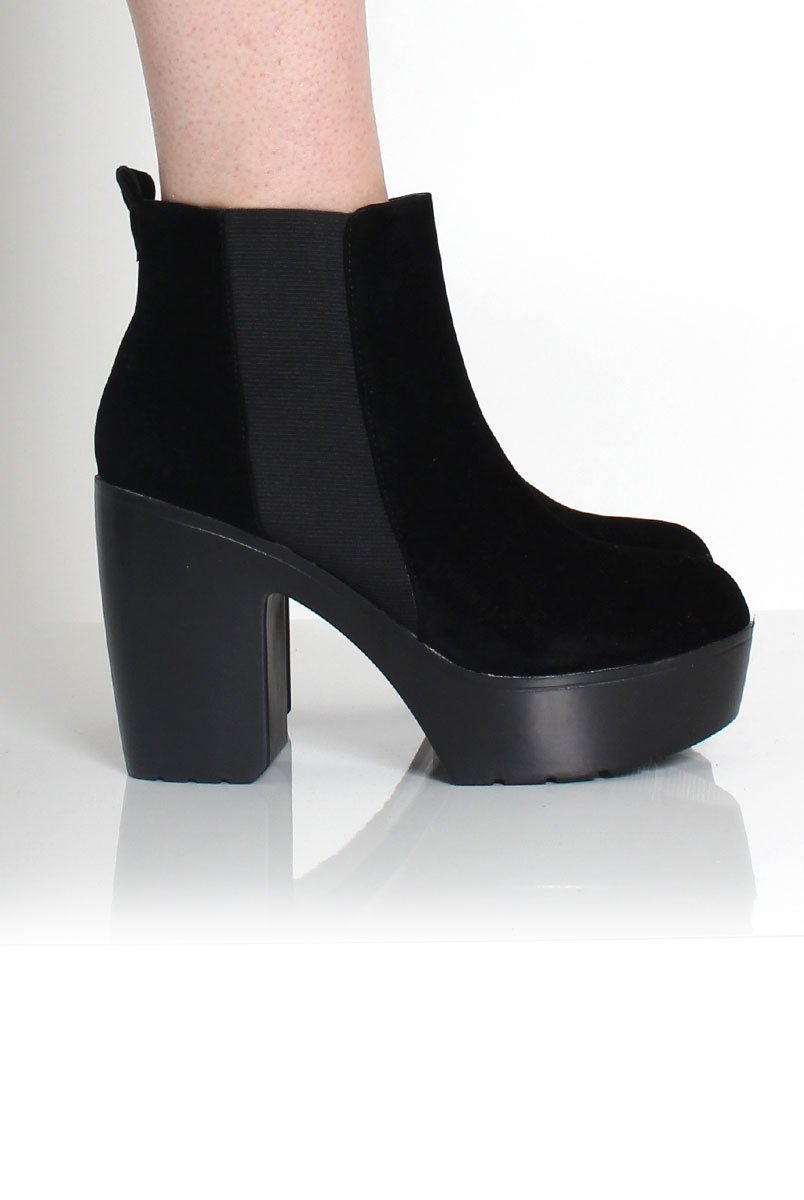 Brenna Black Suede Platform Boots-Boots